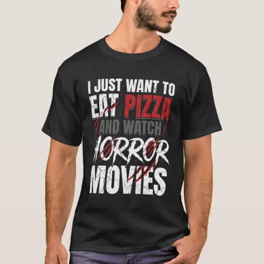 ピザホラー映画のハロウィンデザイン_1 Tシャツ (正面)