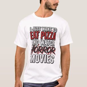 ピザホラー映画ヴィンテージ・ハロウィン・タイポグラフィーS Tシャツ