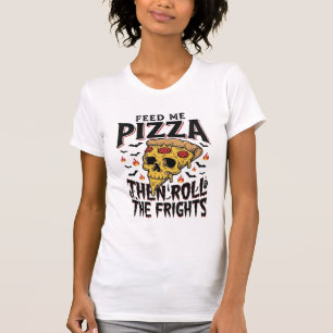 ピザホラーTシャツ ビンテージ風 映画の夜 D Tシャツ