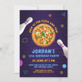 ピザボーリングおもしろい誕生日パーティー 招待状 (正面)