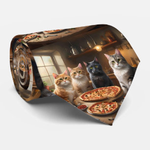「ピザポーティー猫4匹が穴を掘ってる!」 ネクタイ