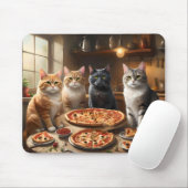 「ピザポーティー猫4匹が穴を掘ってる!」 マウスパッド (マウス)