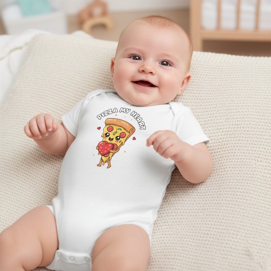 ピザマイハートかわいいグルメベビー&トドラー ベビーボディスーツ