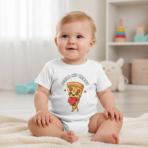 ピザマイハートかわいいグルメベビー&トドラー ベビーTシャツ