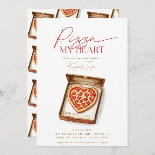 ピザマイハートイタリアンブライダルシャワー 招待状 (正面/裏面)