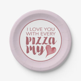 ピザマイモダンハートバレンタインのパーティー ペーパープレート