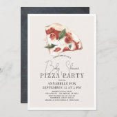 ピザマルゲリータウォーターカラーベビーシャワー 招待状 (正面/裏面)