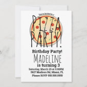 ピザミックスバースデーパーティーグルメレッドプレイド 招待状 (正面)