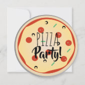 ピザミックスバースデーパーティーグルメレッドプレイド 招待状 (正面)