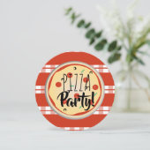 ピザミックスバースデーパーティーグルメレッドプレイド 招待状 (スタンド正面)