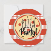 ピザミックスバースデーパーティーグルメレッドプレイド 招待状 (正面)
