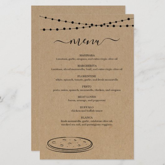 ピザメニュー (正面/裏面)