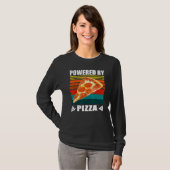 ピザメンズウィメンズキッズで動くグルメ Tシャツ (正面フル)