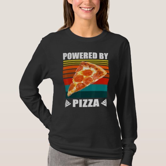 ピザメンズウィメンズキッズで動くグルメ Tシャツ (正面)