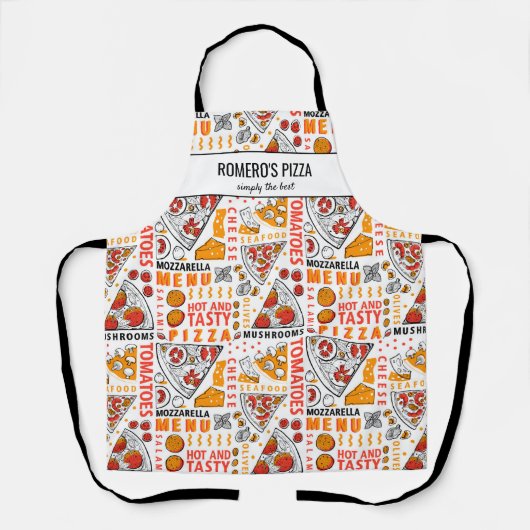 ピザメーカーピッツェリアショップ名前をカスタムする文字 エプロン (正面)