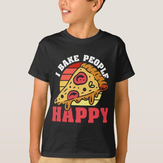 ピザメーカー私は人々を幸せに焼く,ピザベーカー Tシャツ (正面)