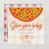 ピザモダンテーマ写真の最初の誕生日 招待状 (正面/裏面)