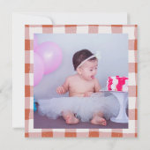 ピザモダンテーマ写真の最初の誕生日 招待状 (裏面)