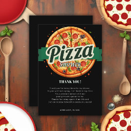 ピザモダンパーティーベビーシャワー サンキューカード