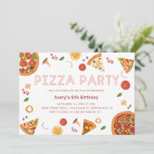ピザモダンパーティー任意の年の誕生日招待状 招待状 (スタンド正面)