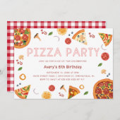 ピザモダンパーティー任意の年の誕生日招待状 招待状 (正面/裏面)