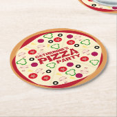 ピザモダンパーティー子供の誕生日 ラウンドペーパーコースター (アングル)