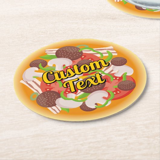 ピザラウンド紙コースター ラウンドペーパーコースター (アングル)