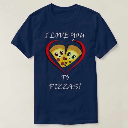 ピザラバーおもしろいハート Tシャツ (デザイン正面)