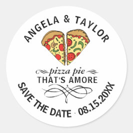 ピザラブカップル名前をカスタムするの日付を保存 ラウンドシール