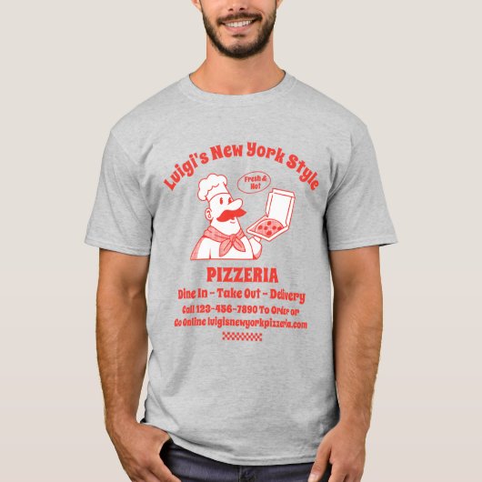ピザレストランのカスタマイズ詳細グラフィック Tシャツ (正面)
