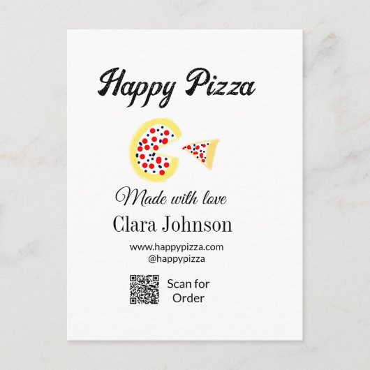 ピザレストランカフェピザQRコード注文スキャン ポストカード (正面)