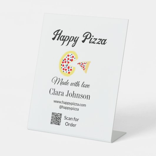 ピザレストランカフェピザQRコード注文スキャン 台座サイン (正面)