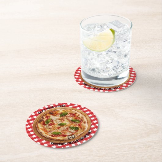 ピザレストランコイタリアンースター ラウンドペーパーコースター (インサイチュ)