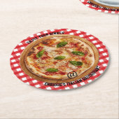 ピザレストランコイタリアンースター ラウンドペーパーコースター (アングル)