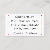 ピザレストランビジネスカード 名刺 (裏面)