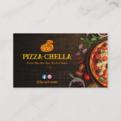 ピザレストランビジネス | ミニマリストのダークウッド 名刺 (裏面)