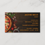 ピザレストランビジネス | ミニマリストのダークウッド 名刺 (正面)