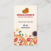 ピザレストランビジネス | ミニマリストスケッチ 名刺 (裏面)