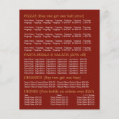 ピザレストランピツェリア広告メニューズチラシ チラシ (裏面)