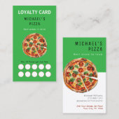 ピザレストランフードトラックグリーンロイヤリティカード 名刺 (正面/裏面)