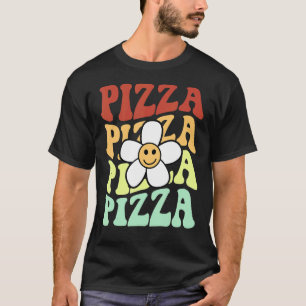 ピザレトロサンフラワースマイル顔カラフルヴィンテージ Tシャツ