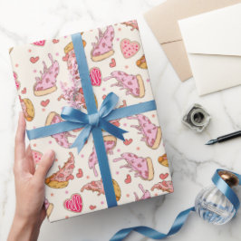 ピザレトロバレンタインズラッピング紙 ラッピングペーパー