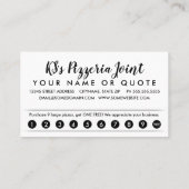 ピザロイヤリティのパンチカード ロイヤリティカード (裏面)