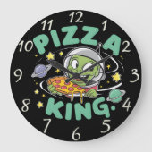 ピザロイヤルティ:漫画のキャラクターがピザキングを保持 ラージ壁時計 (正面)