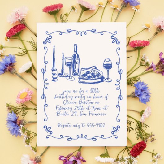 ピザワモダンイお洒落ンドルバースデーパーティー 招待状