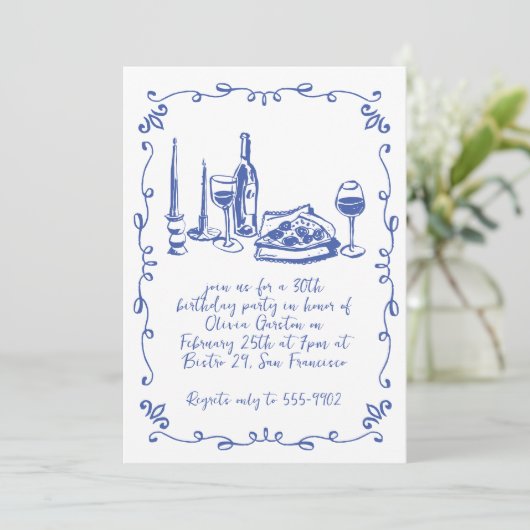 ピザワモダンイお洒落ンドルバースデーパーティー 招待状 (スタンド正面)