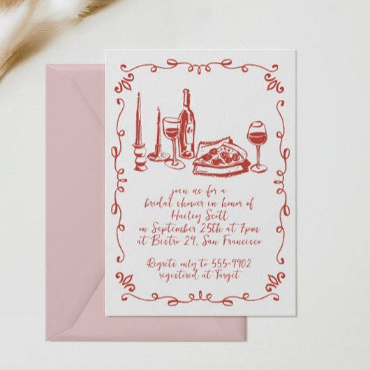 ピザワモダンイお洒落ンドールブライダルシャワー 招待状