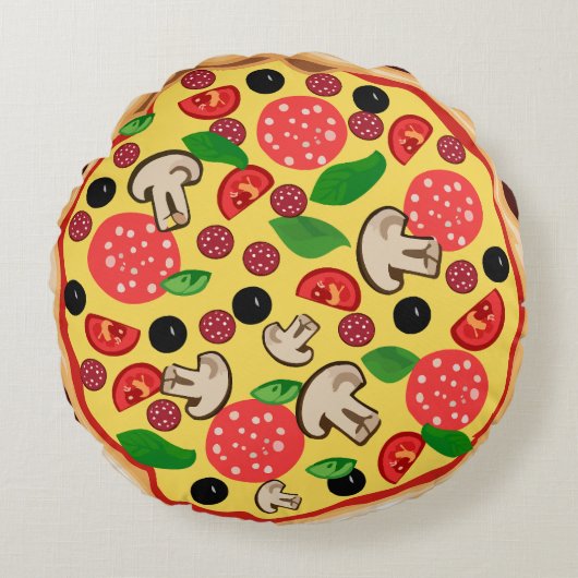 ピザ丸おもしろい枕 ラウンドクッション (正面)