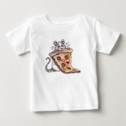 ピザ乳児のTシャツを持つラット ベビーTシャツ (正面)