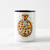 ピザ保のピザ食べーに最適なデザイン ツートーンマグカップ (中央)